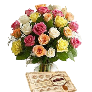 25 colorful roses with chokolates | Flower Delivery Yaroslavl