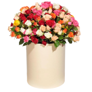 Mixed roses in a hatbox | Flower Delivery Yaroslavl