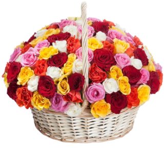 51 colorful roses in the basket | Flower Delivery Yaroslavl